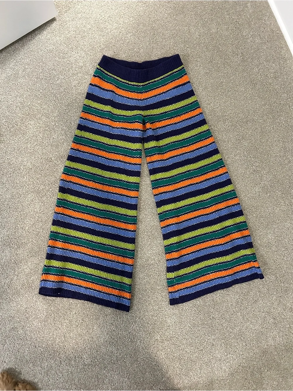 Free People Striped Knit Pajama Set in Blue, Green, Orange, and Purple